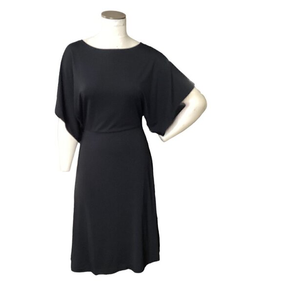 NWT Gap LBD Black Stretch Dress Womens Sz XS Flutter Sleeve Fit & Flare #222B - Picture 7 of 9